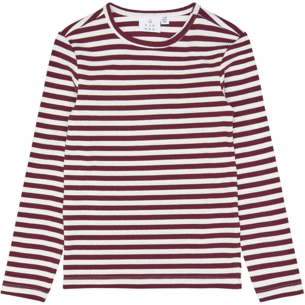 THE NEW TNMoore Long-Sleeved Rib Bluse Langærmet bluse Gardenia Striped
