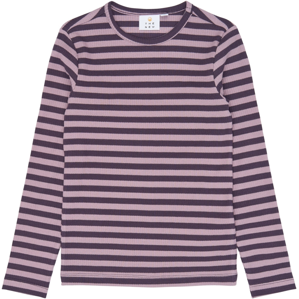 THE NEW TNMoore Long-Sleeved Rib Bluse Langærmet bluse Sweet Grape Striped TN
