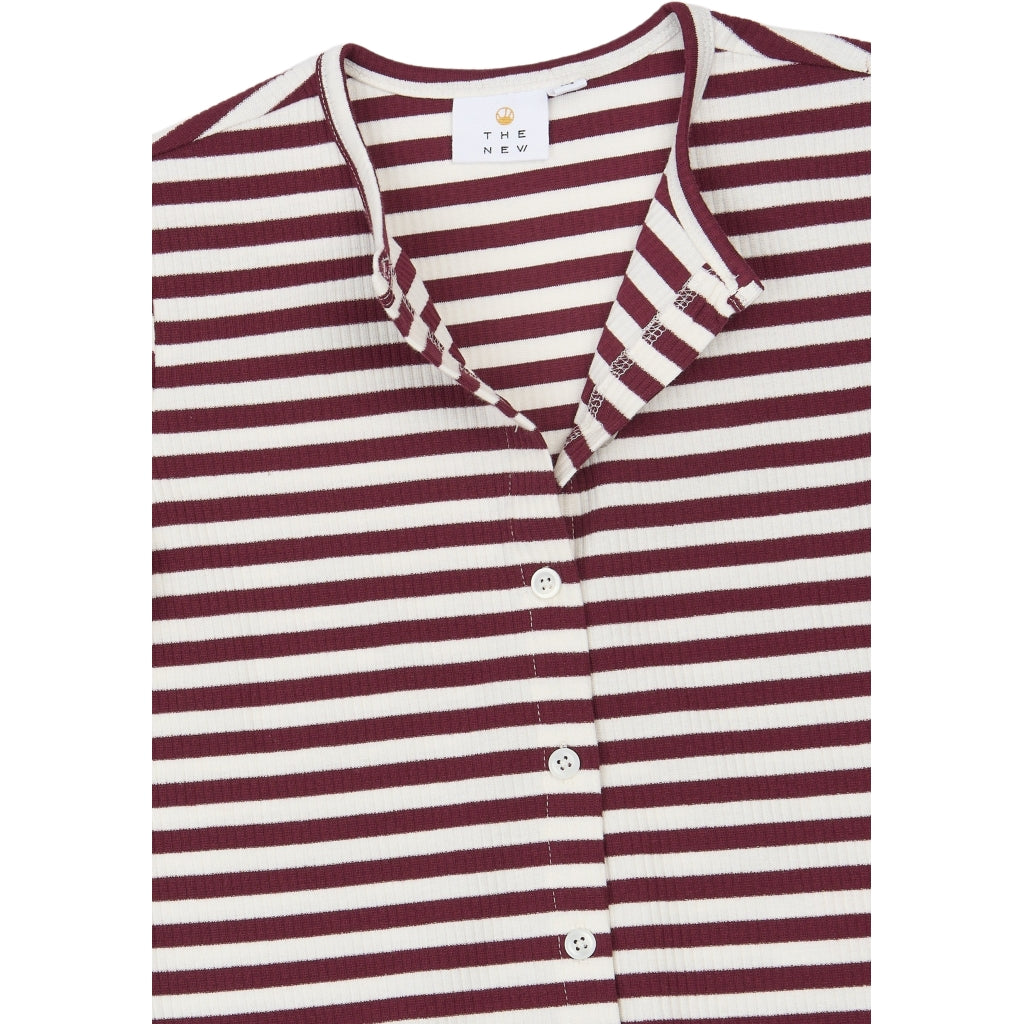 THE NEW TNMoore Long-Sleeved Rib Cardigan Cardigan Gardenia Striped
