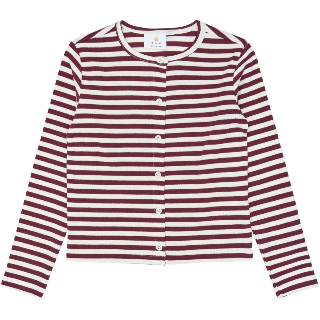 THE NEW TNMoore Long-Sleeved Rib Cardigan Cardigan Gardenia Striped