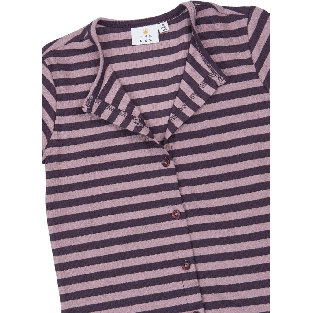 THE NEW TNMoore Long-Sleeved Rib Cardigan Cardigan Sweet Grape Striped TN