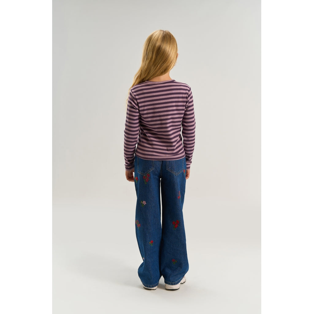 THE NEW TNMoore Long-Sleeved Rib Cardigan Cardigan Sweet Grape Striped TN