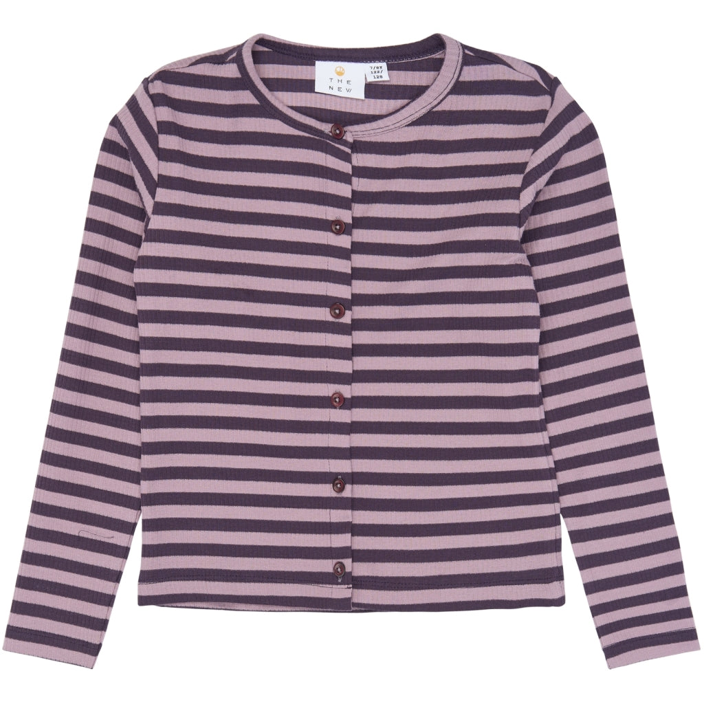 THE NEW TNMoore Long-Sleeved Rib Cardigan Cardigan Sweet Grape Striped TN