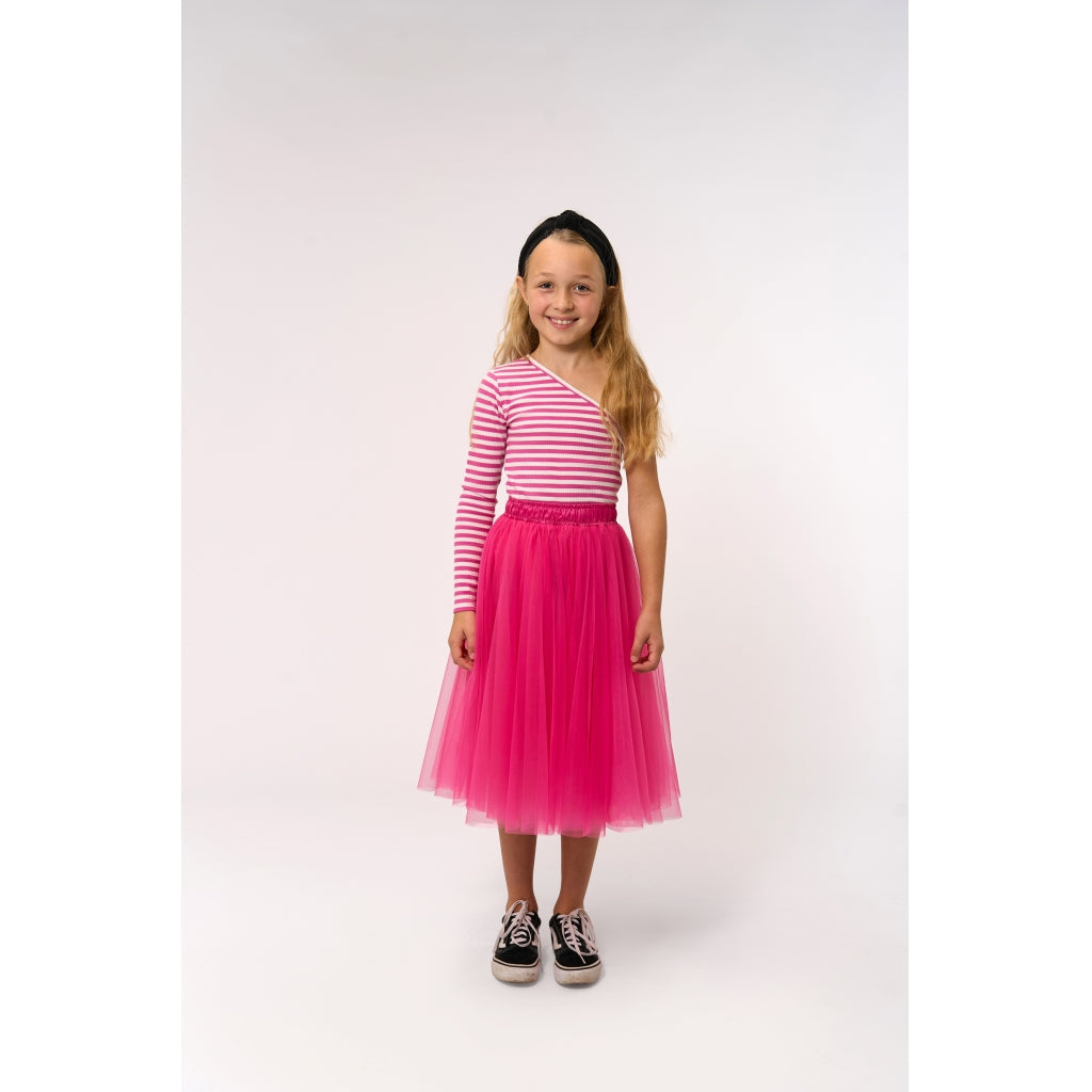 THE NEW TNMoore One Shoulder Rib Bluse Langærmet bluse Ibis Rose Striped