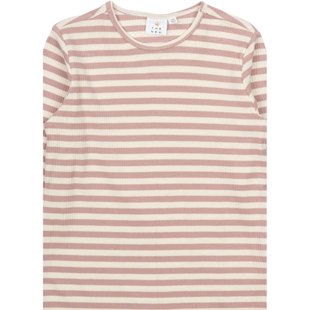 THE NEW TNMoore Unisex Langærmet Rib Bluse Langærmet bluse Adobe Rose Striped