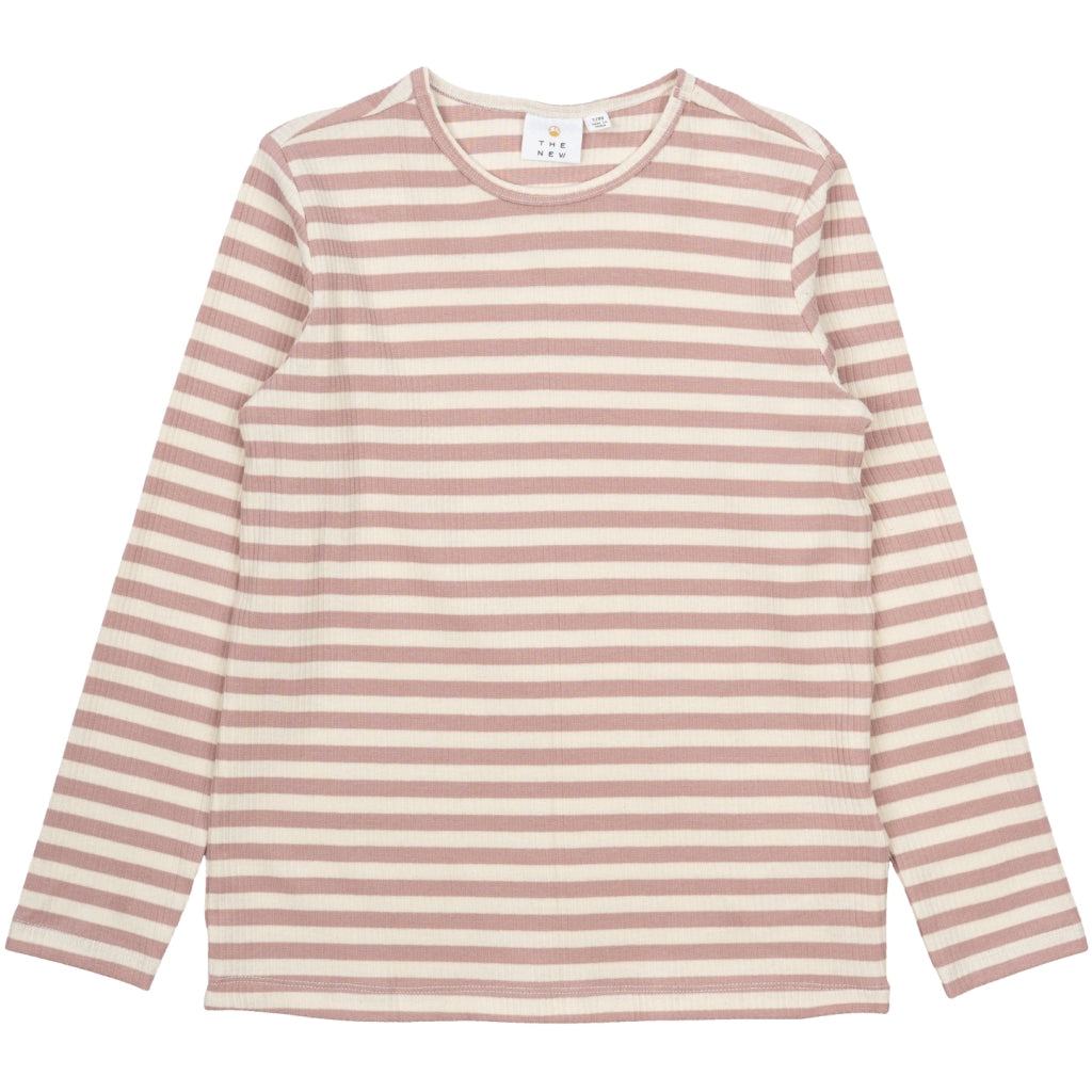 THE NEW TNMoore Unisex Langærmet Rib Bluse Langærmet bluse Adobe Rose Striped