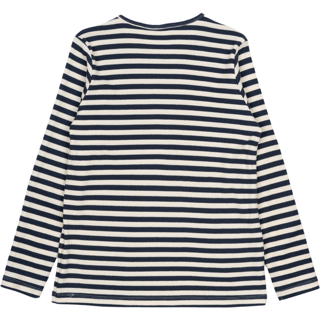 THE NEW TNMoore Unisex Langærmet Rib Bluse Langærmet bluse Mood Indigo Striped