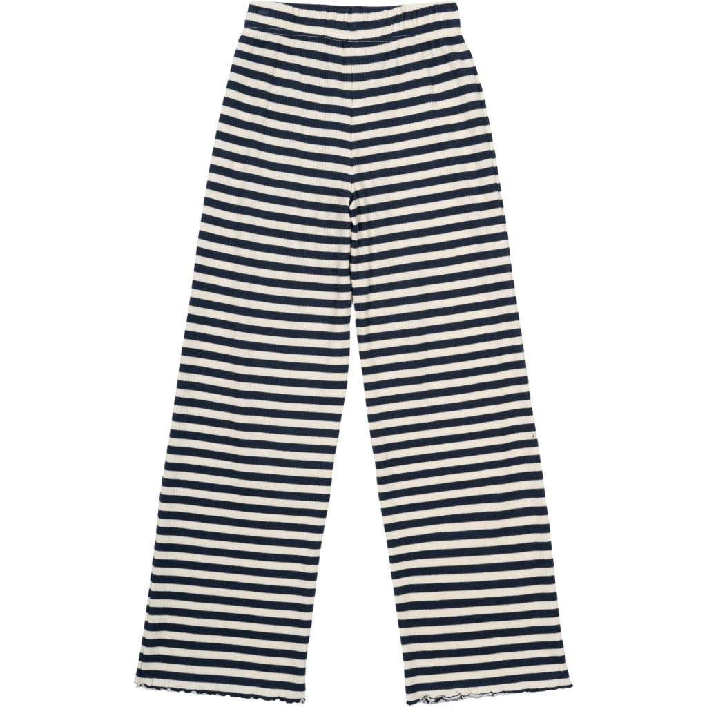 THE NEW TNMoore Wide Leg Rib Bukser Bukser Mood Indigo Striped