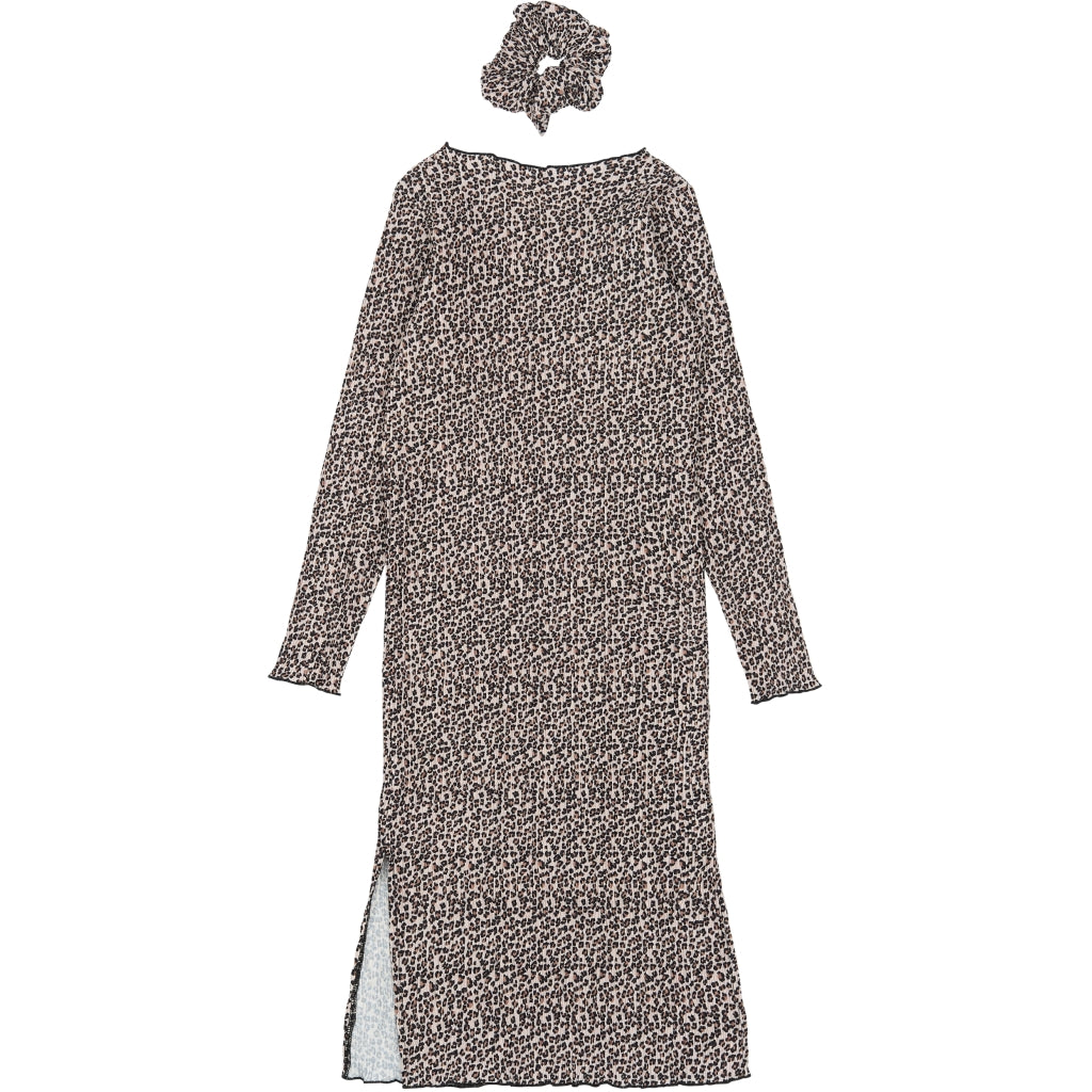 THE NEW TNPet Langærmet Plisseret Kjole Kjoler Feather Gray AOP