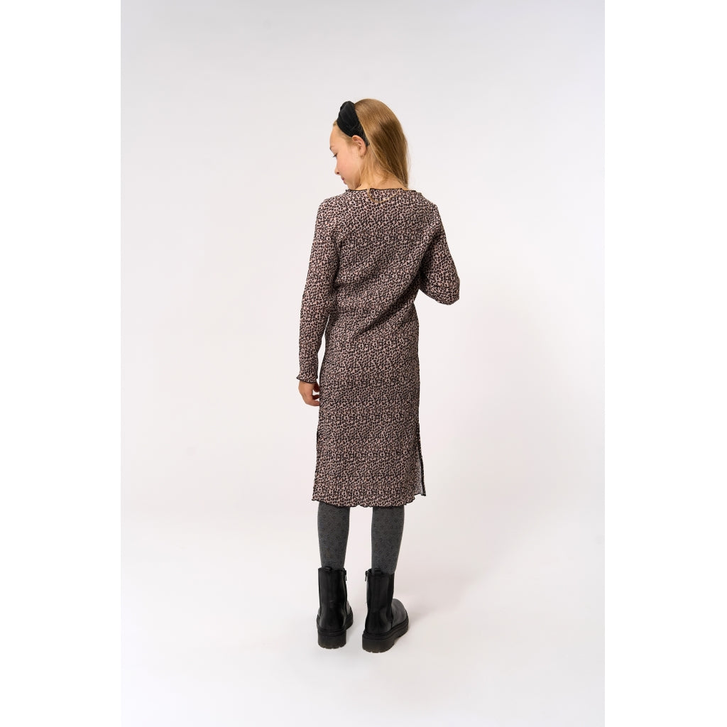 THE NEW TNPet Langærmet Plisseret Kjole Kjoler Feather Gray AOP