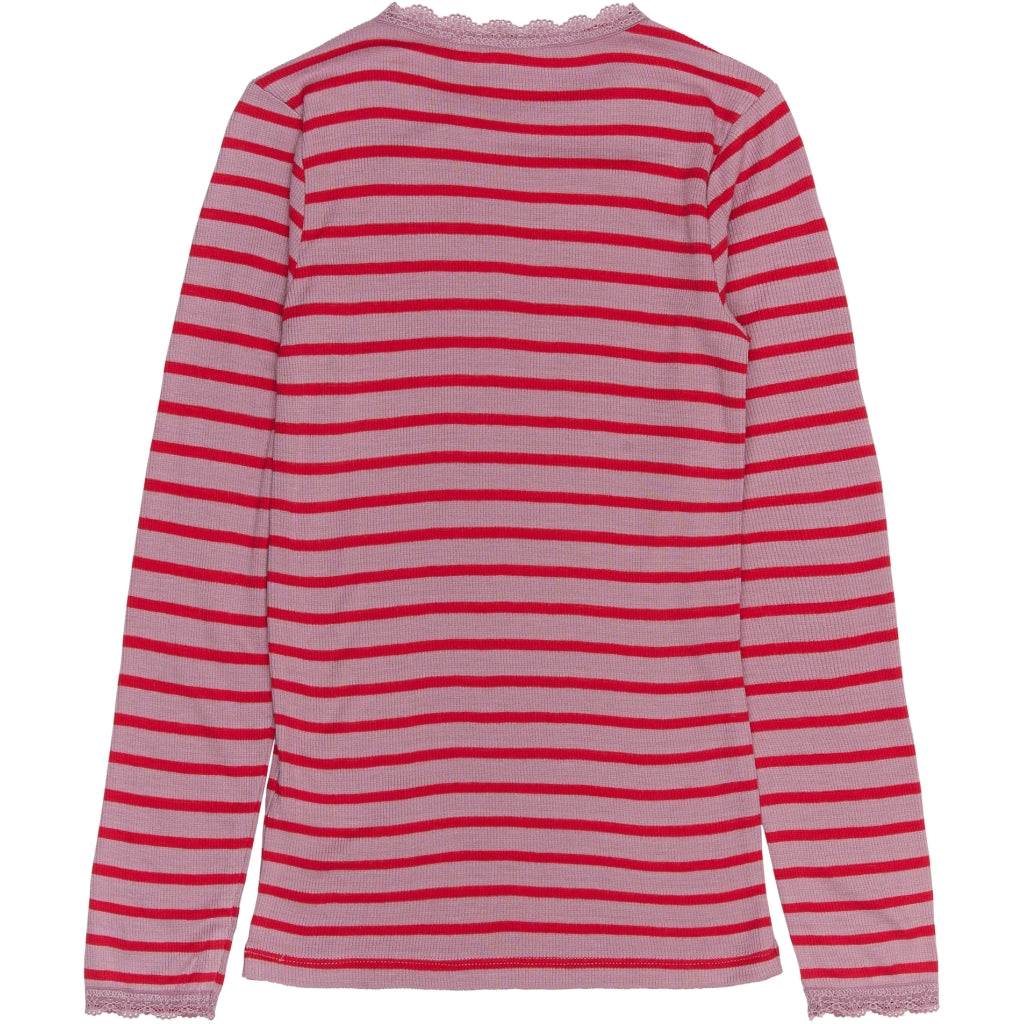 THE NEW TNRasmine Længærmet Rib Bluse Langærmet bluse Mauve Shadows Striped
