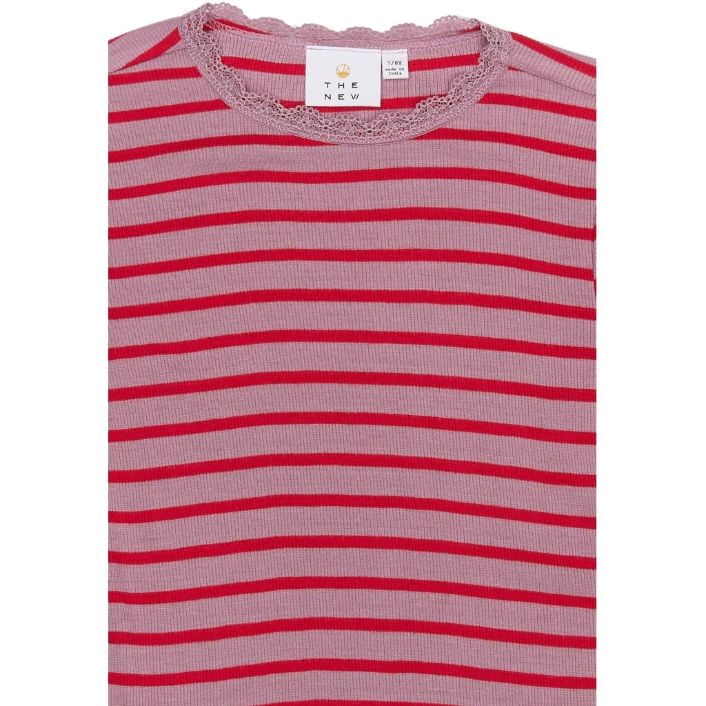 THE NEW TNRasmine Længærmet Rib Bluse Langærmet bluse Mauve Shadows Striped