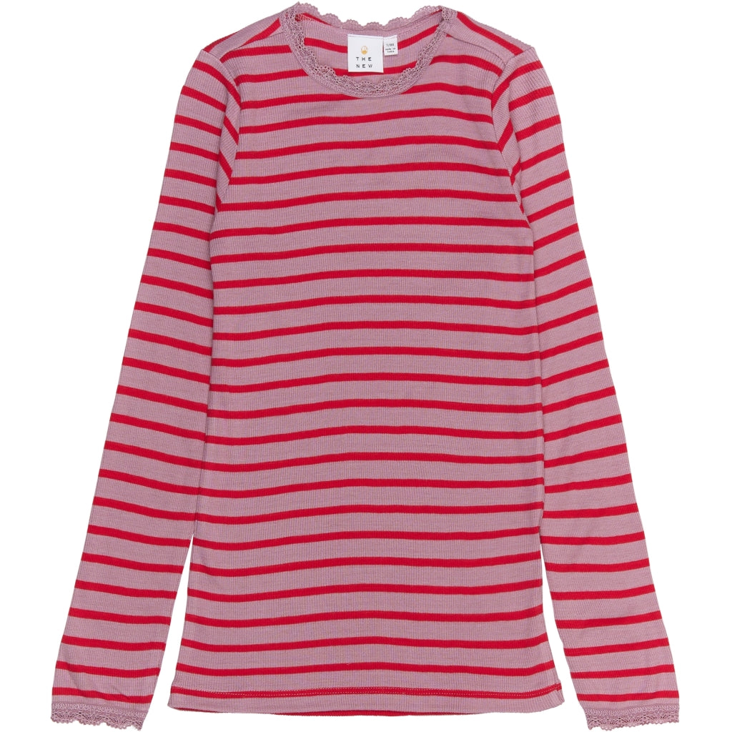 THE NEW TNRasmine Længærmet Rib Bluse Langærmet bluse Mauve Shadows Striped