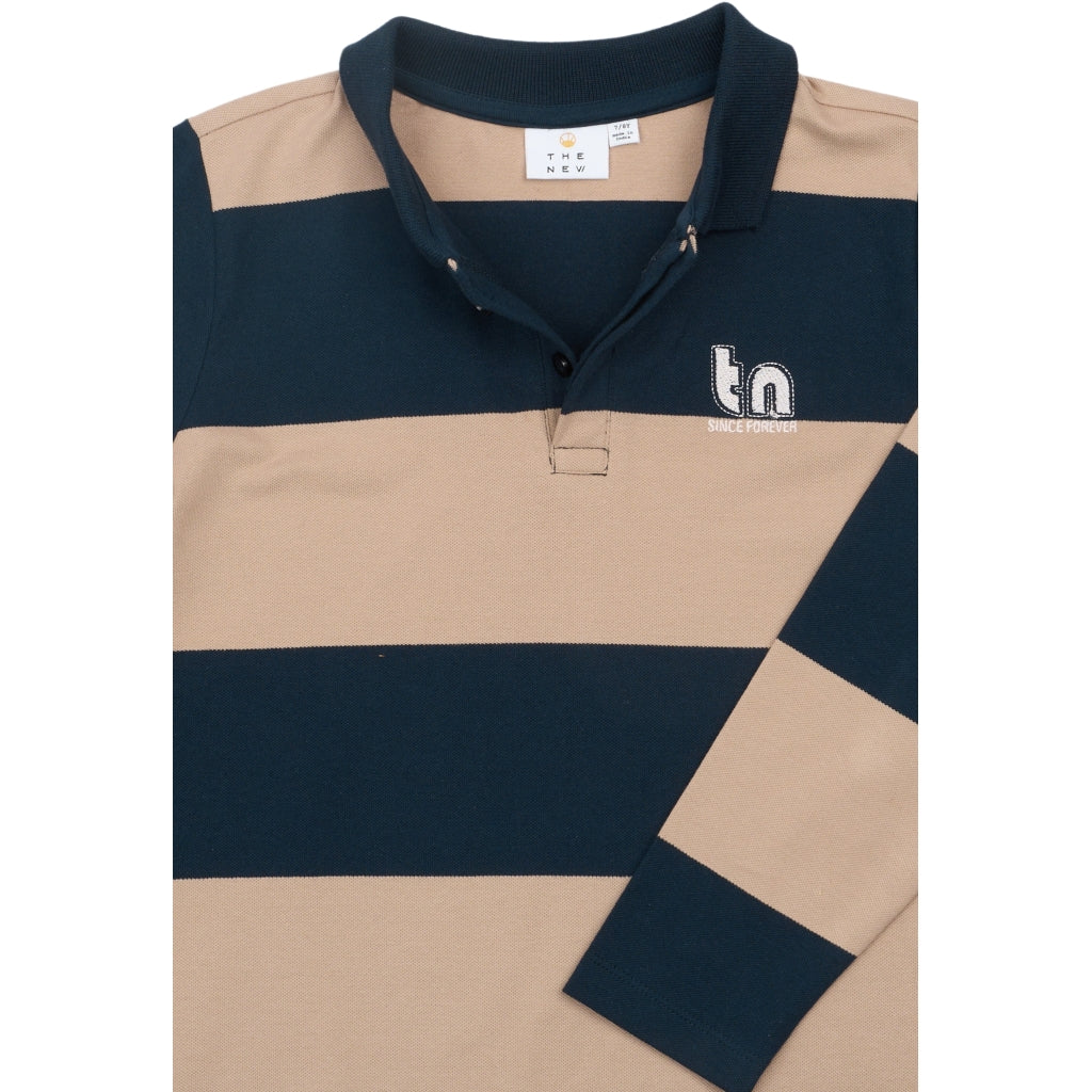 THE NEW TNRhett Længærmet Pique Polo Langærmet bluse Navy Blazer Striped