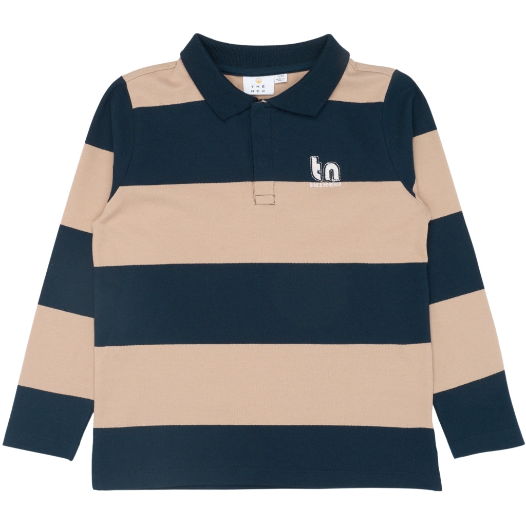 THE NEW TNRhett Længærmet Pique Polo Langærmet bluse Navy Blazer Striped