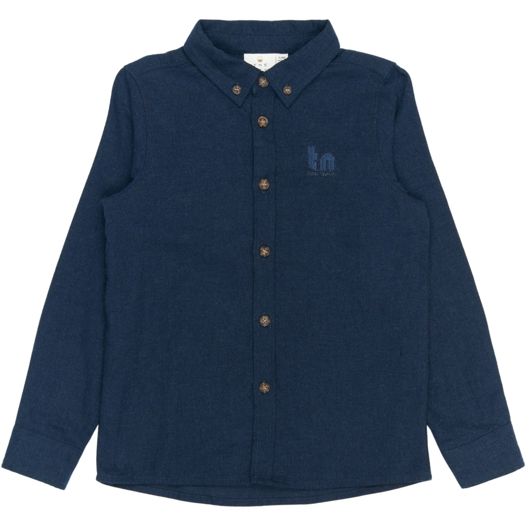THE NEW TNRick Længærmet Skjorte Skjorter Navy Blazer Melange