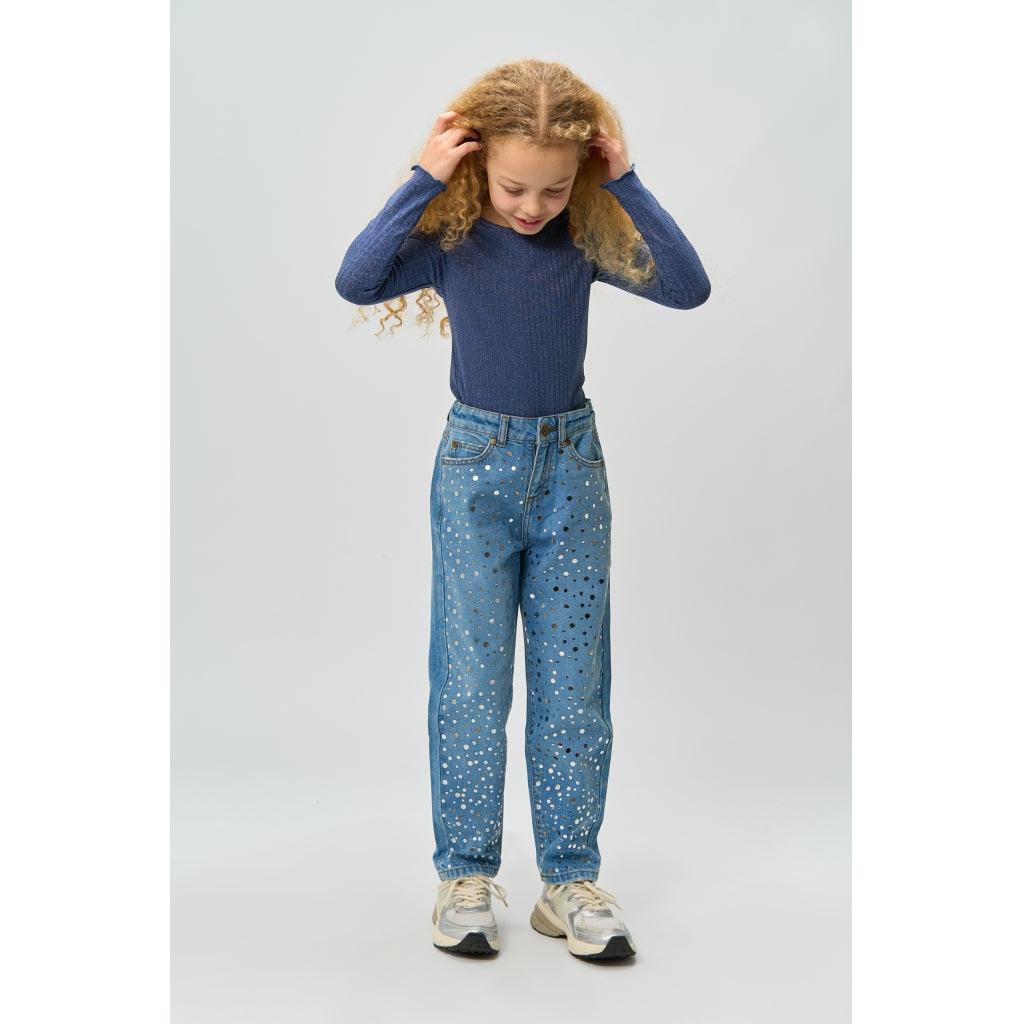 THE NEW TNRina Længærmet Glitter Rib Bluse Langærmet bluse Navy Blazer