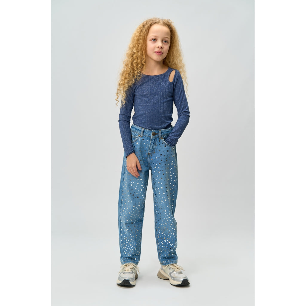 THE NEW TNRina Længærmet Glitter Rib Bluse Langærmet bluse Navy Blazer