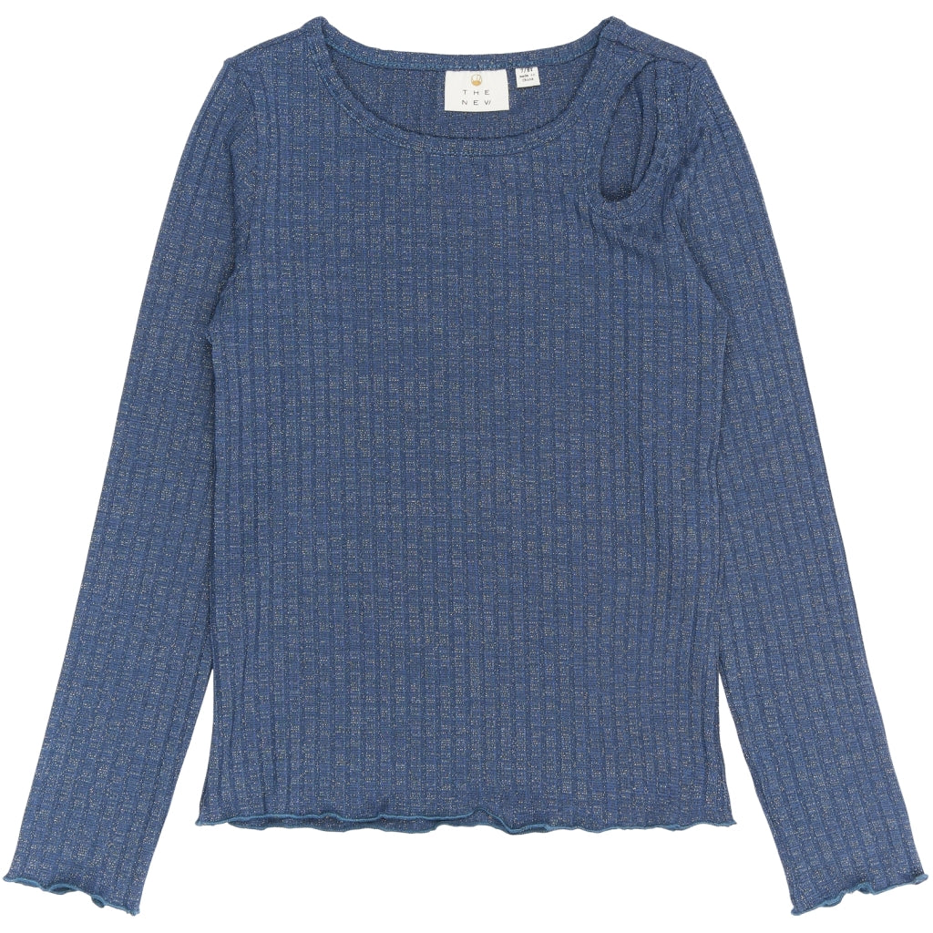 THE NEW TNRina Længærmet Glitter Rib Bluse Langærmet bluse Navy Blazer
