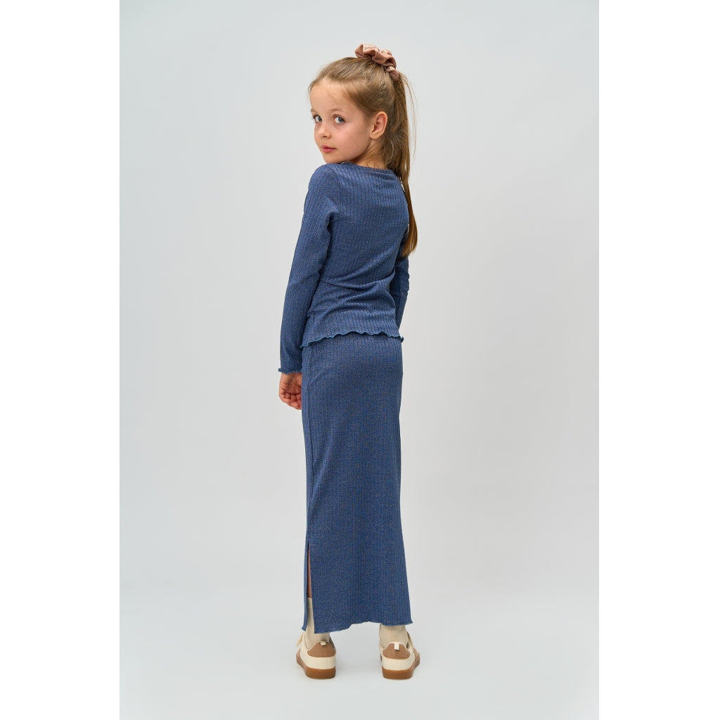 THE NEW TNRina Long Glitter Rib Nederdel Nederdel Navy Blazer