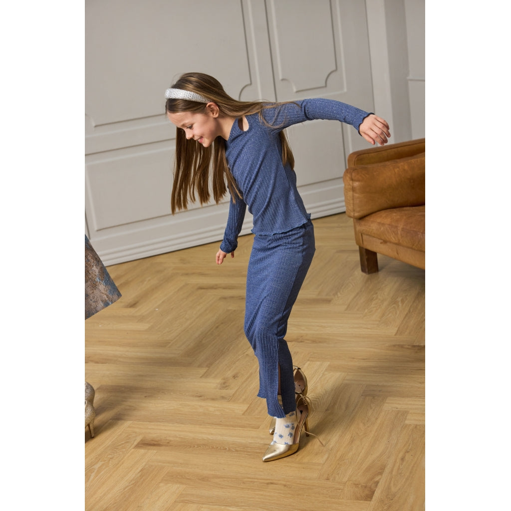 THE NEW TNRina Long Glitter Rib Nederdel Nederdel Navy Blazer