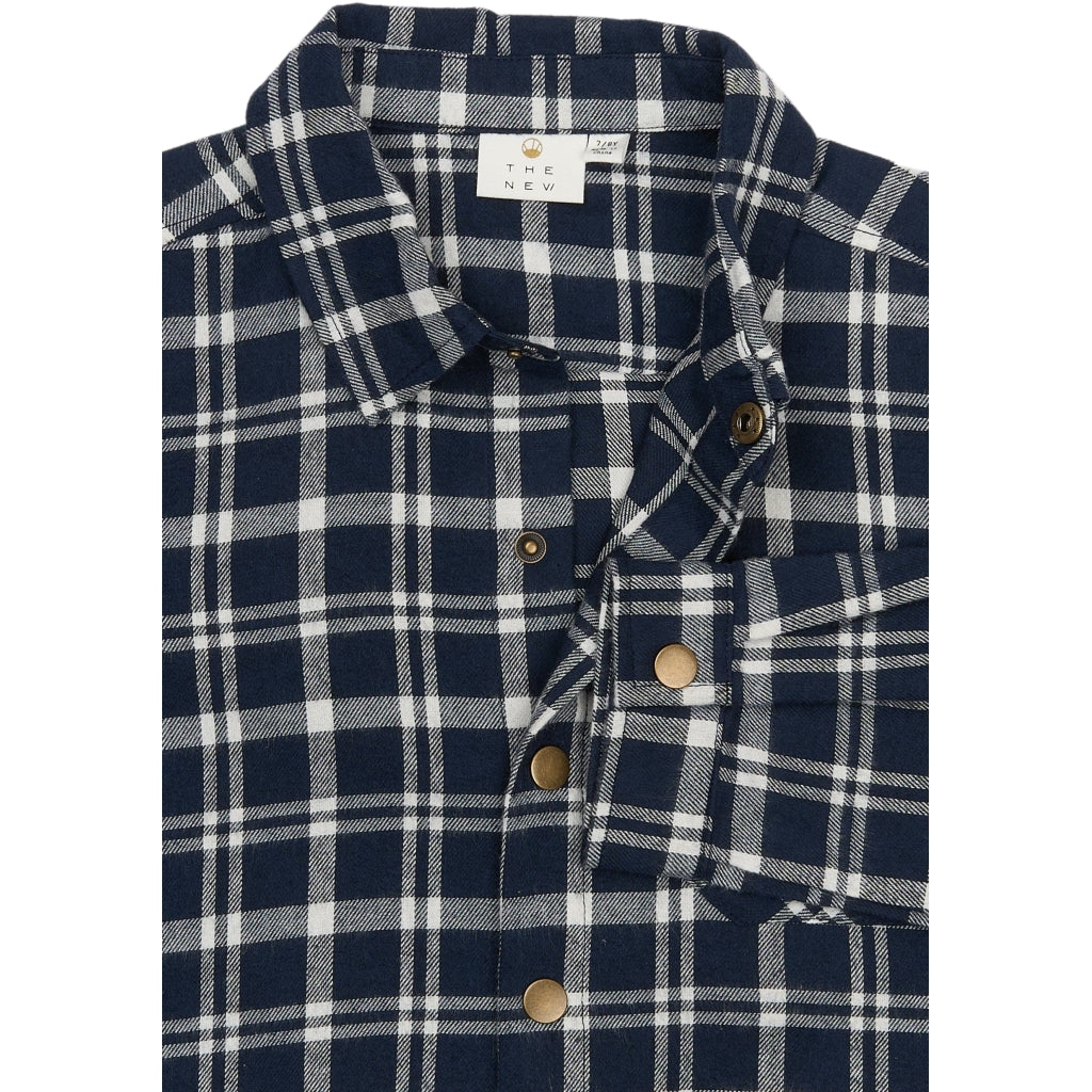 THE NEW TNRonan Oversize Længærmet Flannel Skjorte Skjorter Navy Blazer Check
