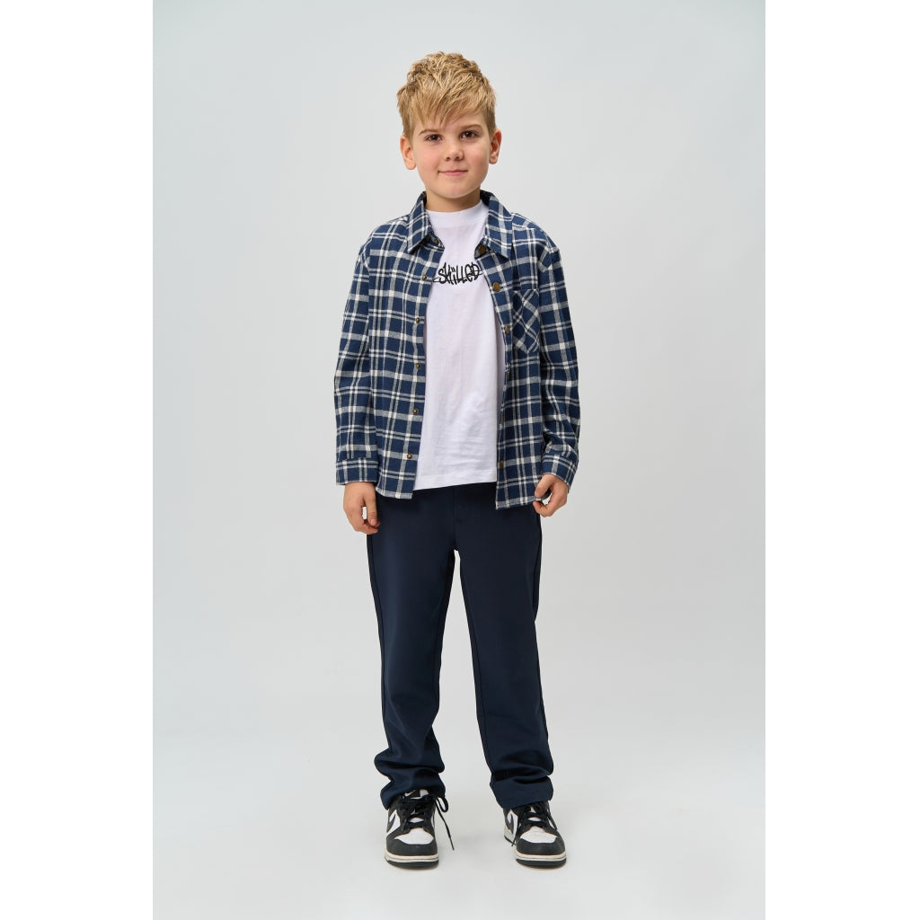 THE NEW TNRonan Oversize Længærmet Flannel Skjorte Skjorter Navy Blazer Check