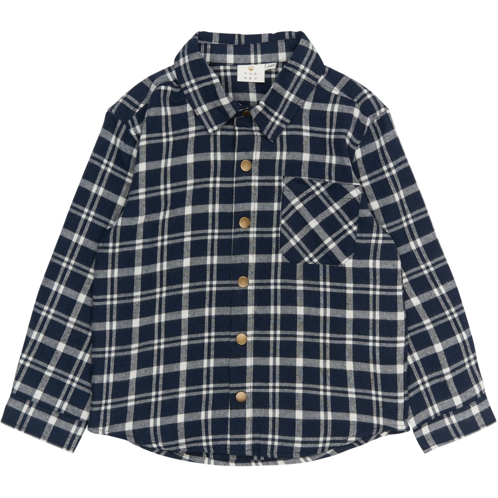 THE NEW TNRonan Oversize Længærmet Flannel Skjorte Skjorter Navy Blazer Check