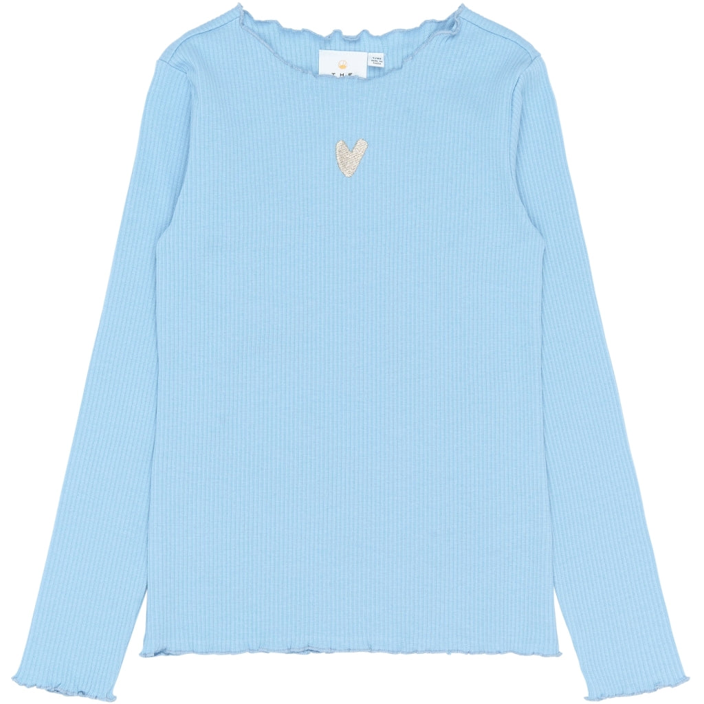 THE NEW TNRya Langærmet Rib Bluse Langærmet bluse Forever Blue