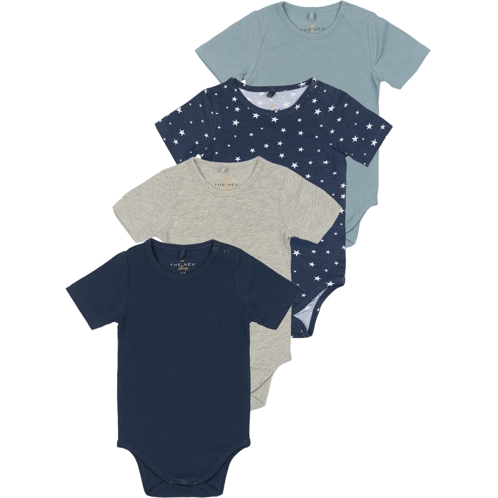 THE NEW SIBLINGS TNSBBaby Boys Basic Kortærmet Bodystocking Multi Pakke Bodystockings Multi Color Mood Indigo