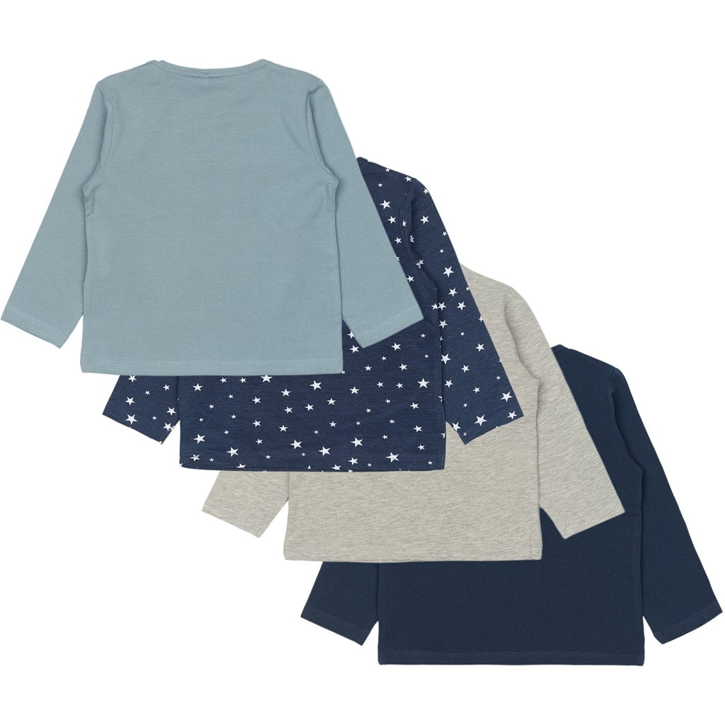 THE NEW SIBLINGS TNSBBaby Boys Basic Langærmet Bluse Multi Pakke Langærmet bluse Multi Color Mood Indigo