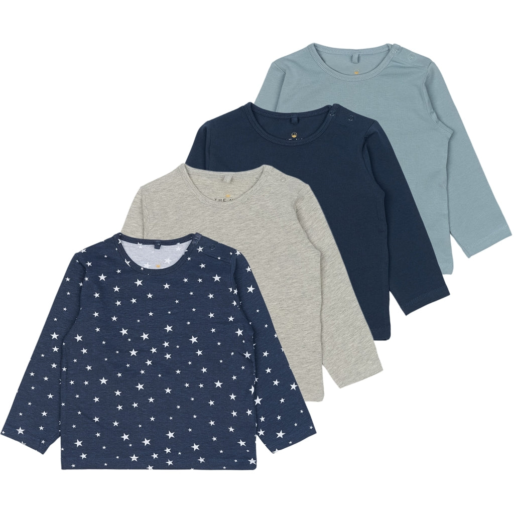 THE NEW SIBLINGS TNSBBaby Boys Basic Langærmet Bluse Multi Pakke Langærmet bluse Multi Color Mood Indigo