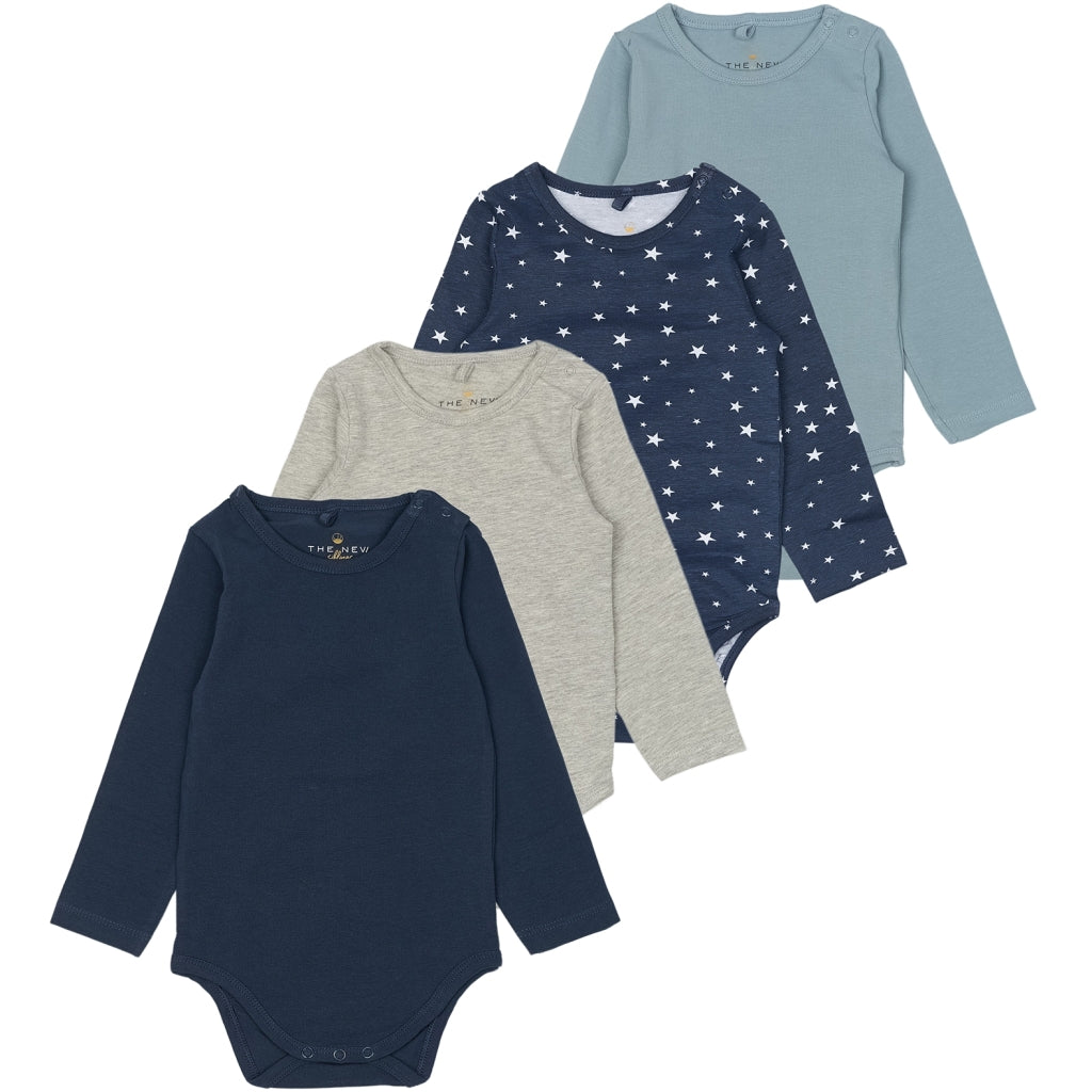 THE NEW SIBLINGS TNSBBaby Boys Basic Langærmet Bodystocking Multi Pakke Bodystockings Multi Color Mood Indigo