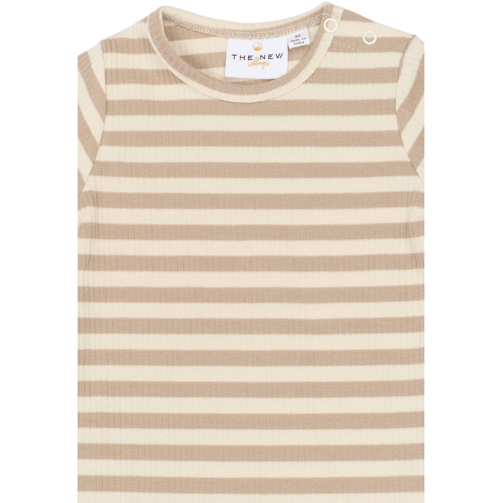 THE NEW SIBLINGS TNSBFro Kortærmet Rib Jumpsuit Heldragter Humus Striped