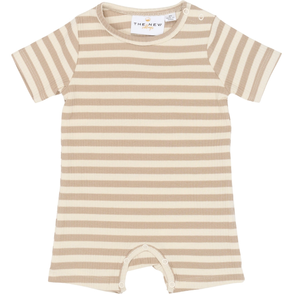 THE NEW SIBLINGS TNSBFro Kortærmet Rib Jumpsuit Heldragter Humus Striped