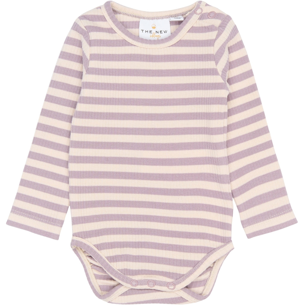 THE NEW SIBLINGS TNSBFro Langærmet Rib Bodystocking Bodystockings Sea Fog Striped