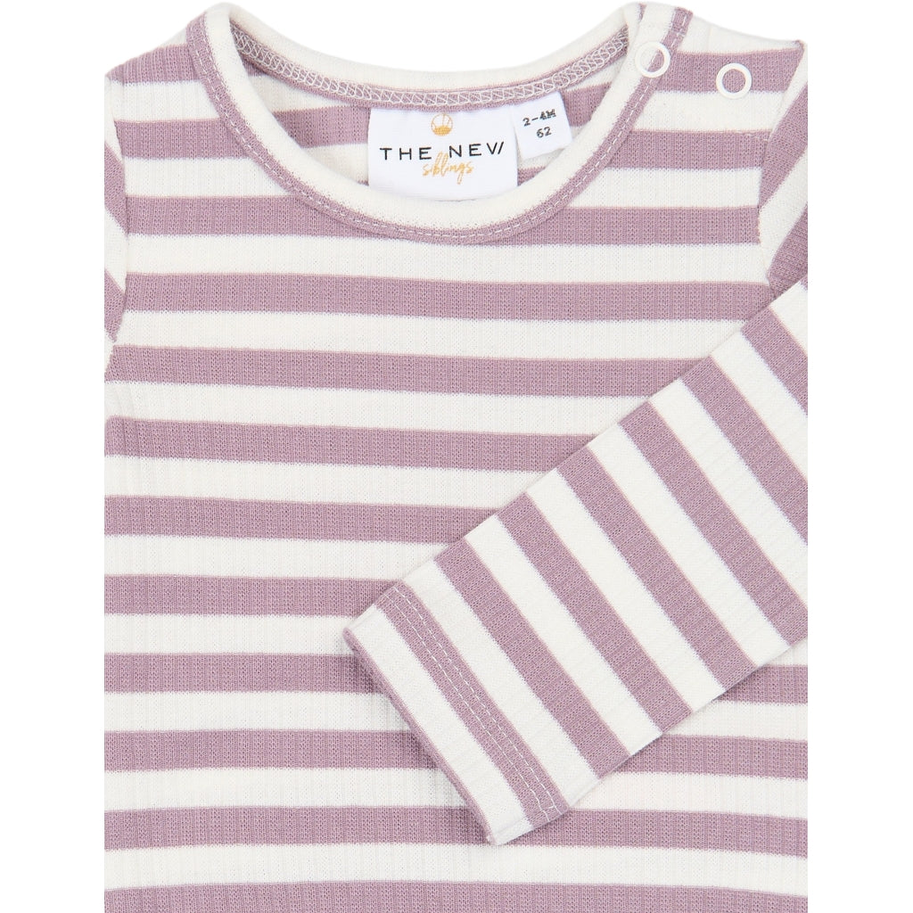 THE NEW SIBLINGS TNSBFro Langærmet Rib body Bodystockings Elderberry-Gardenia Striped TN