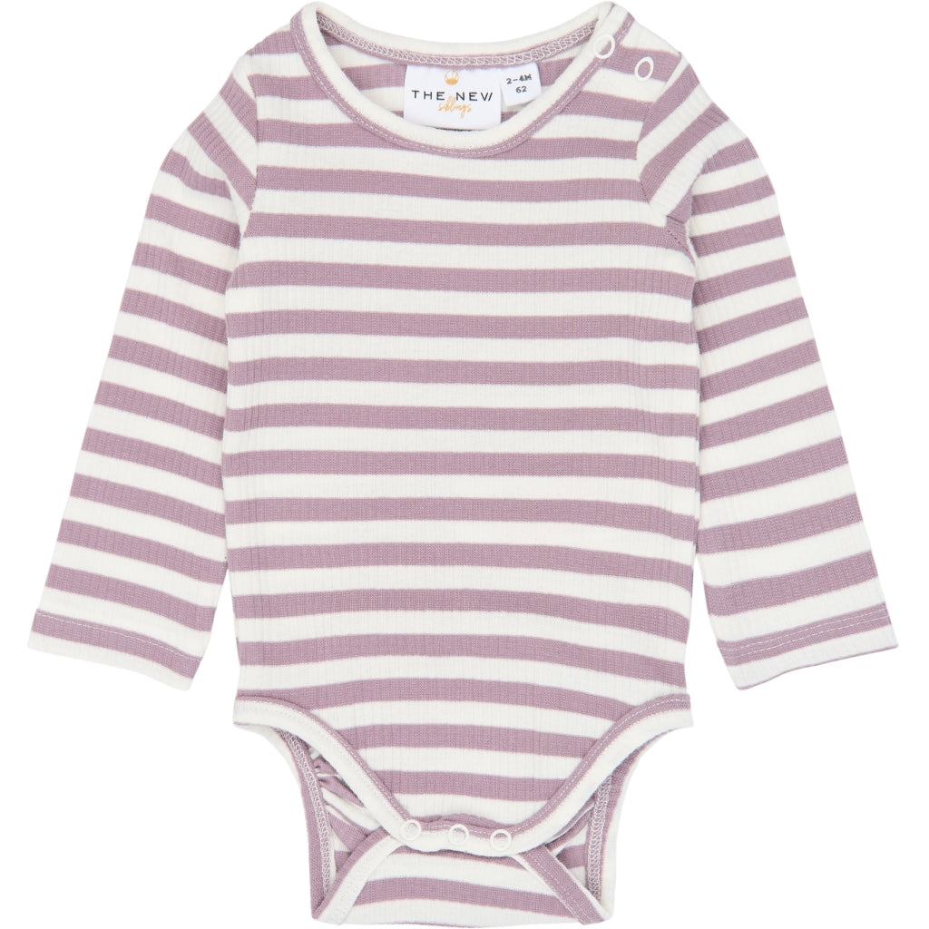 THE NEW SIBLINGS TNSBFro Langærmet Rib body Bodystockings Elderberry-Gardenia Striped TN