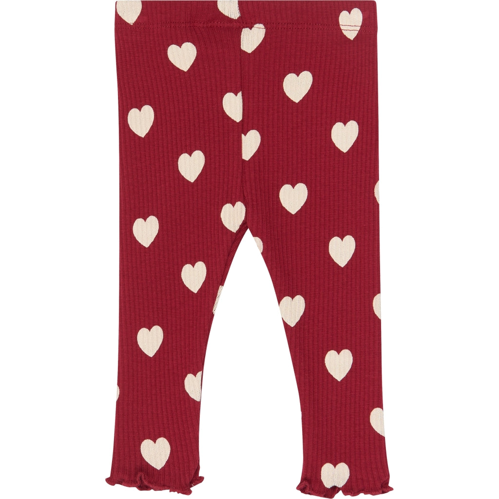 THE NEW SIBLINGS TNSBHoliday Red Heart Rib Leggings Leggings Rio Red AOP TN