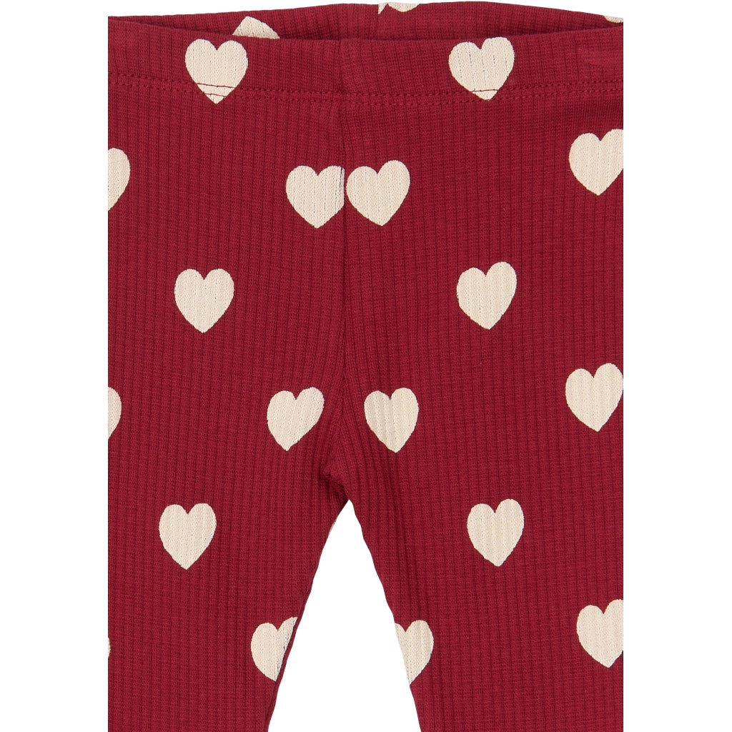 THE NEW SIBLINGS TNSBHoliday Red Heart Rib Leggings Leggings Rio Red AOP TN