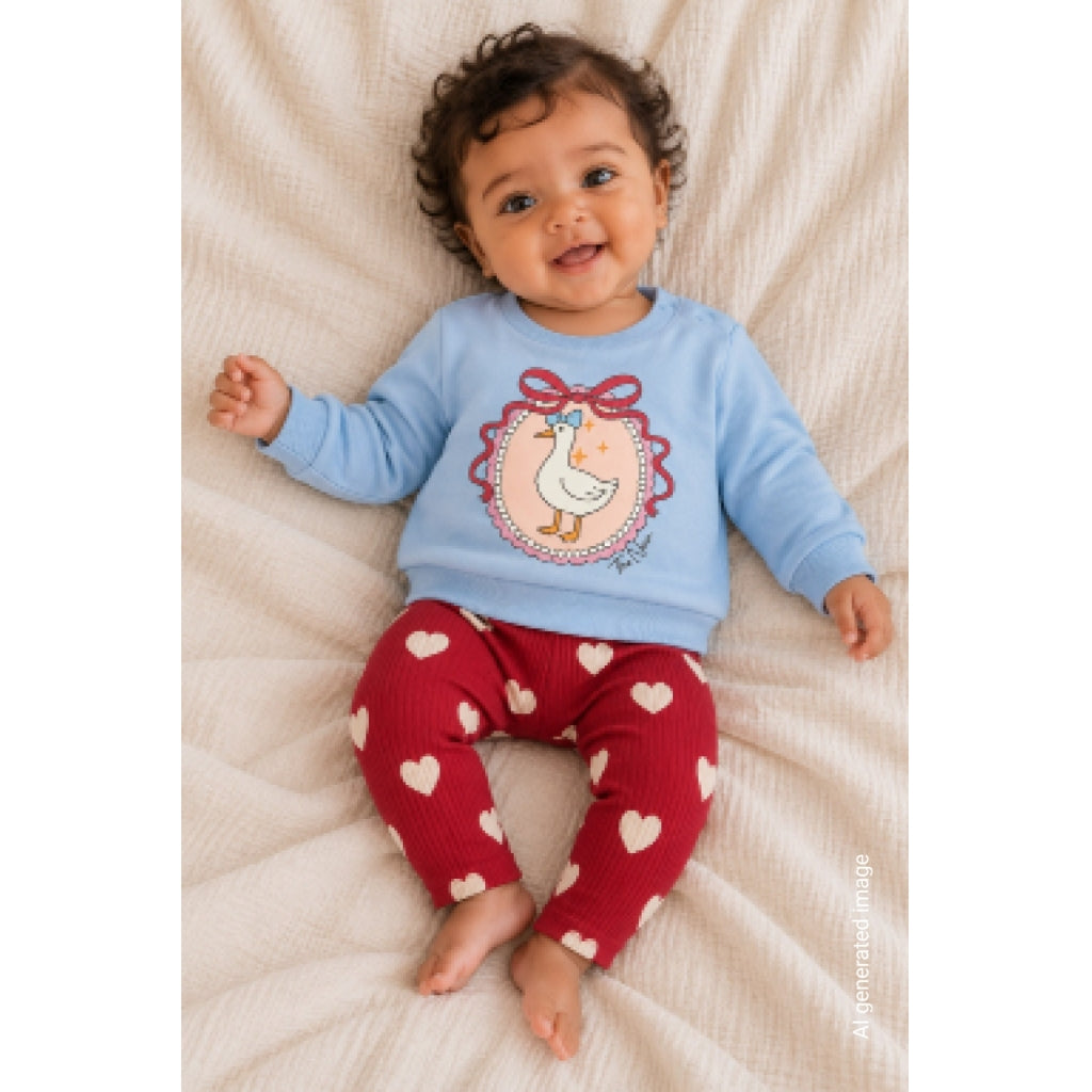 THE NEW SIBLINGS TNSBHoliday Red Heart Rib Leggings Leggings Rio Red AOP TN