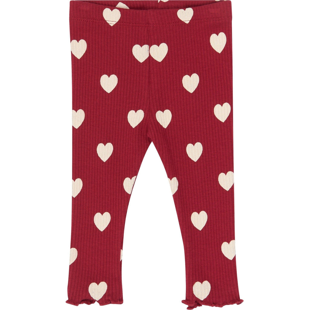 THE NEW SIBLINGS TNSBHoliday Red Heart Rib Leggings Leggings Rio Red AOP TN