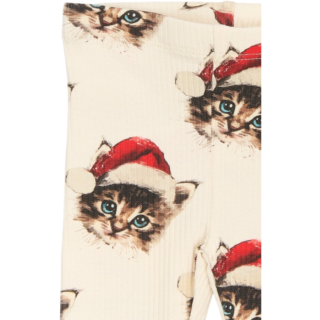 THE NEW SIBLINGS TNSBHoliday Rib Leggings Leggings Gardenia Cat AOP