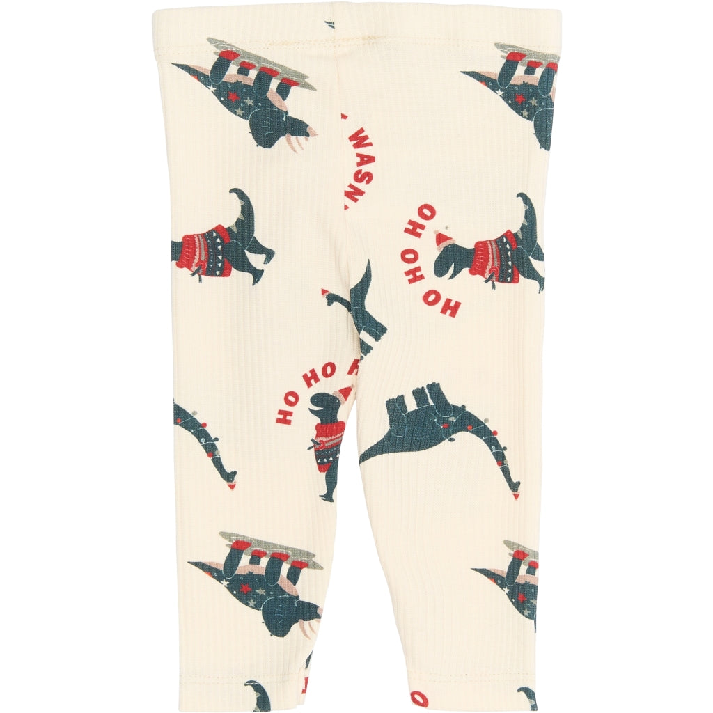 THE NEW SIBLINGS TNSBHoliday Rib Leggings Leggings Gardenia Dino AOP