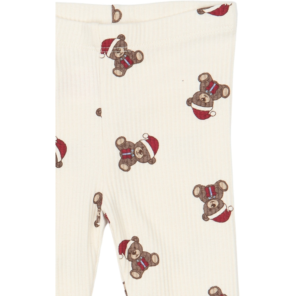 THE NEW SIBLINGS TNSBHoliday Teddy Rib Leggings Leggings Gardenia AOP