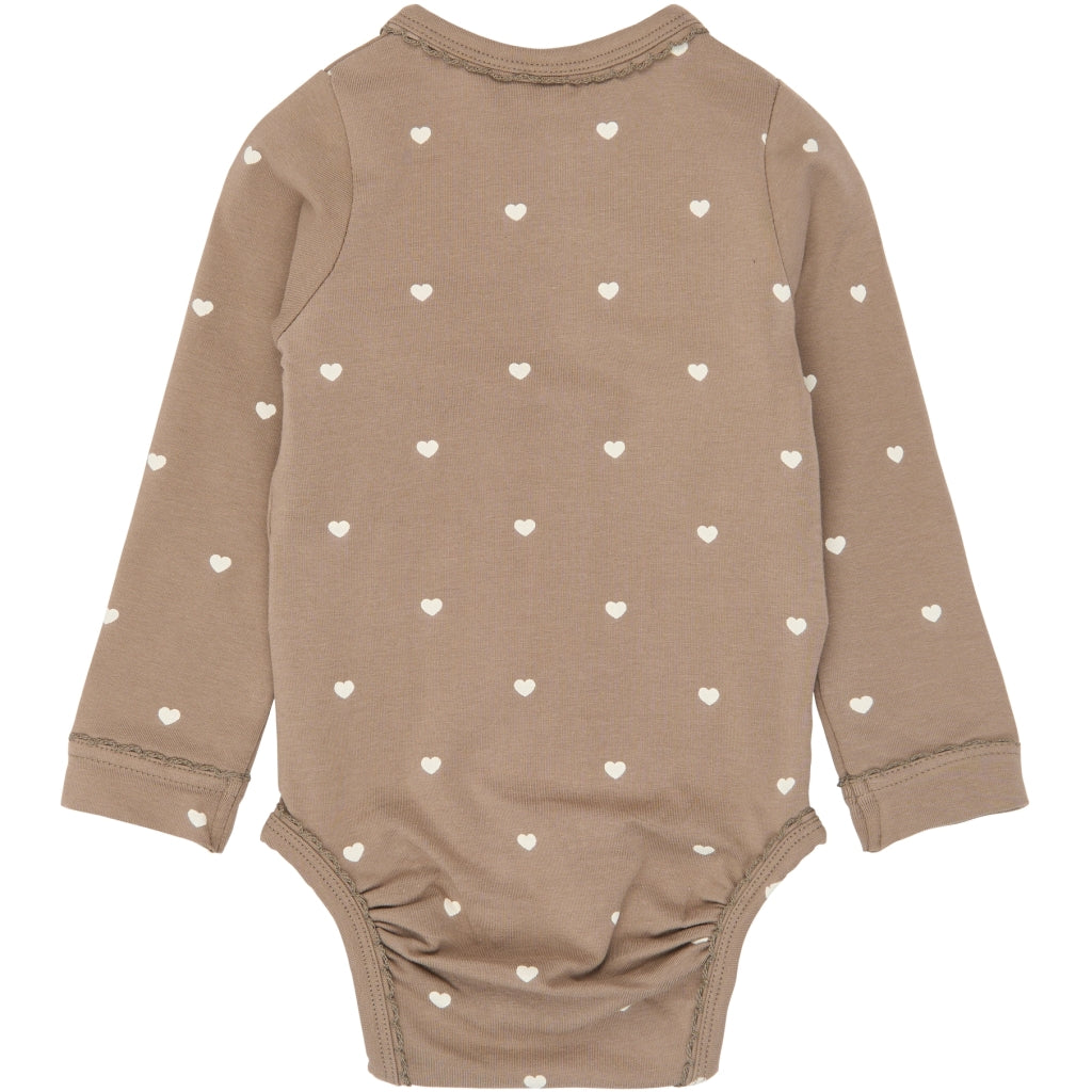 THE NEW SIBLINGS TNSBNova Langærmet Wrap body Bodystockings Taupe Gray AOP TN