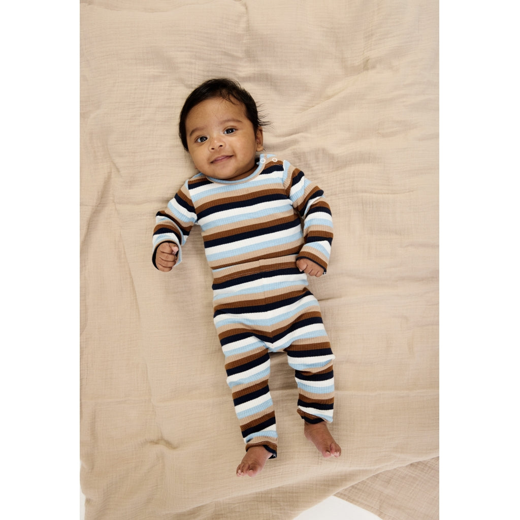 THE NEW SIBLINGS TNSBPark Langærmet Rib Bodystocking Bodystockings Powder Blue Striped