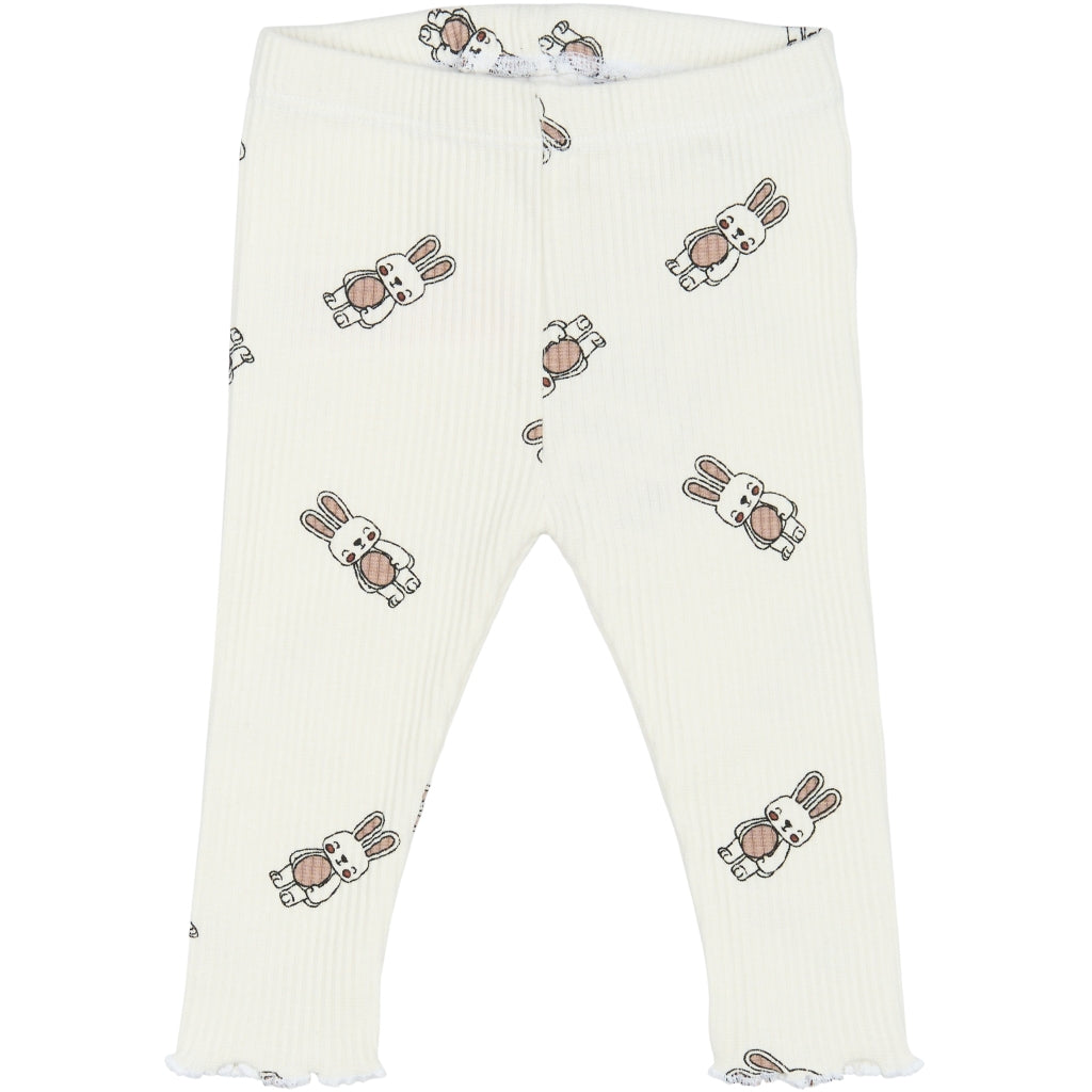 THE NEW SIBLINGS TNSBPippa Rib Leggings Leggings Cloud Dancer AOP