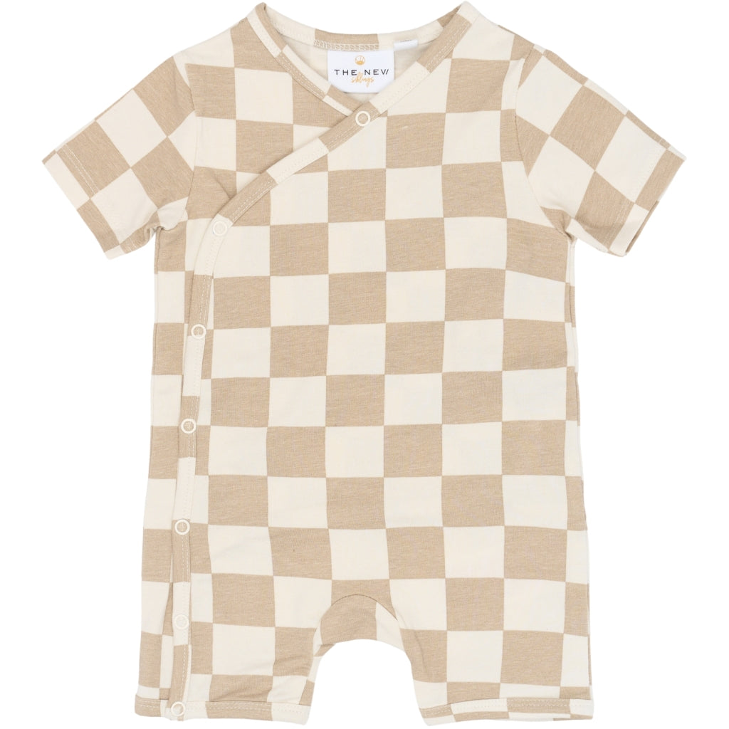 THE NEW SIBLINGS TNSBTheo Kortærmet Wrap Jumpsuit Heldragter Humus Check