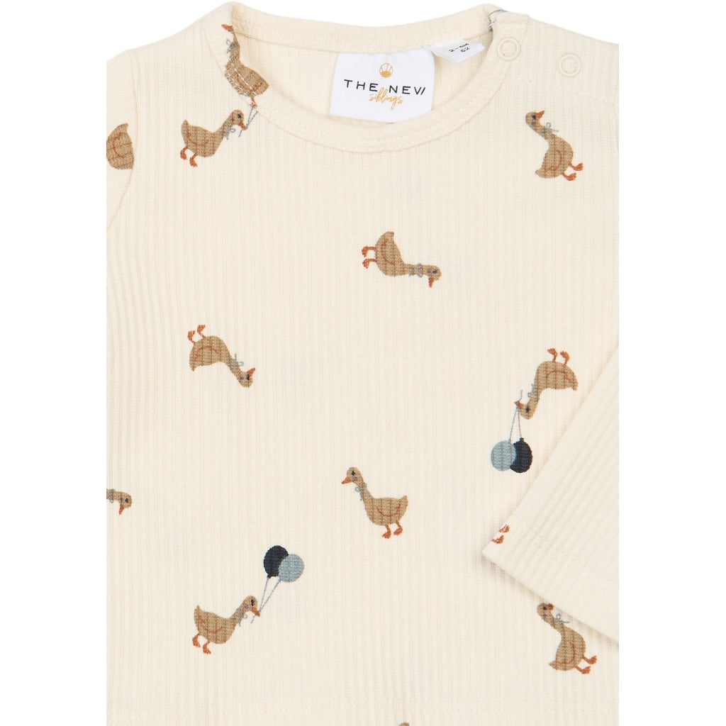 THE NEW SIBLINGS TNSBVito Langærmet rib T-shirt Langærmet bluse Gardenia AOP